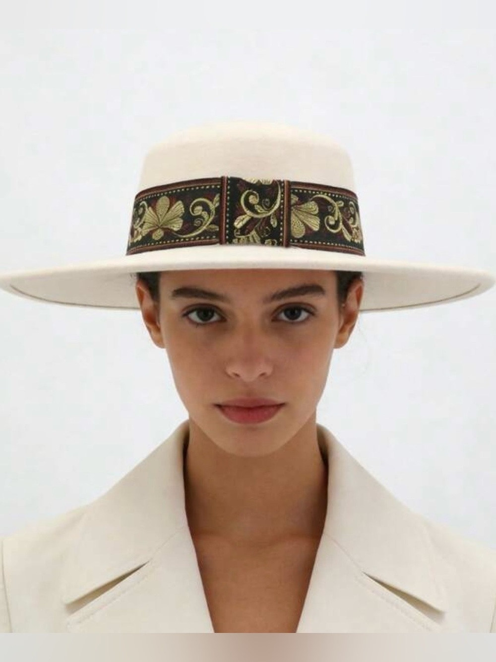 Done Top Fedora Hat With Floral Embroidered Band